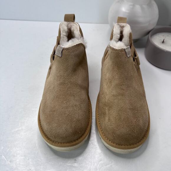 SuperLamb Ongi Sherpa Ankle Boot Suede Beige Round Toe Women's US 6E Wide NWB - Picture 5 of 11